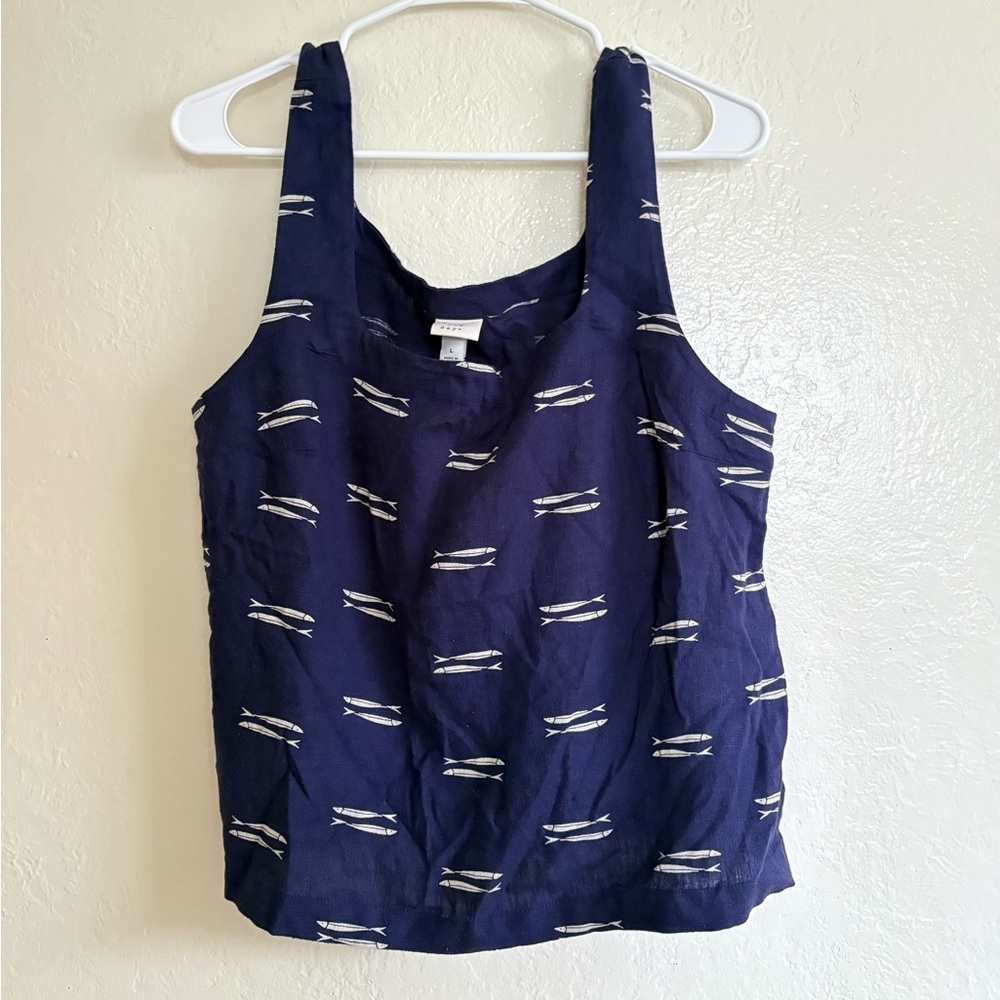 FINAL PRICE 🔴 NWT A New Day Navy Tank Top with White Fish Pattern (XS, L)